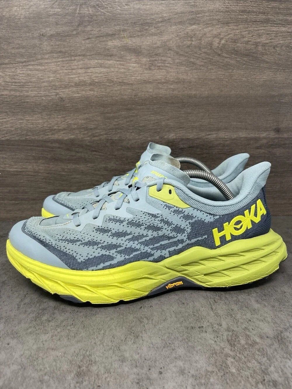 Hoka Speedgoat 5 Blue Green Mens Size 10 Trail Running Hiking Shoes Vibram